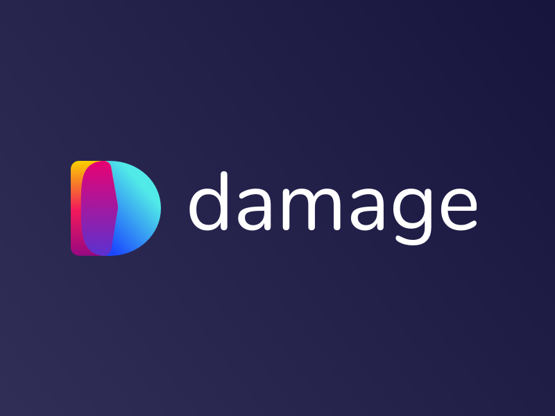Damage - Website Design & Development letter d orange purple blue round rounded we are damage damage logo brand gradient