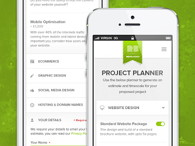 Online Project Estimator app icons interface iphone menu mobile project quote toggle total ui ux