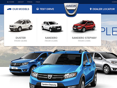 Dacia - Models Dropdown dropdown ecommerce header icon menu navigation prices ui ux