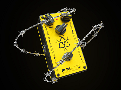 Guitar Pedal barbed wire blender cycles fusion 360 guitar pedal music post malone razor wire rizom uv substance painter