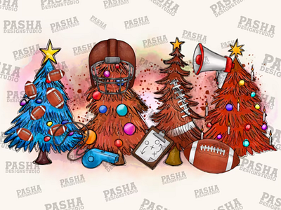 Christmas Trees Png, Football Christmas Trees, Football Png