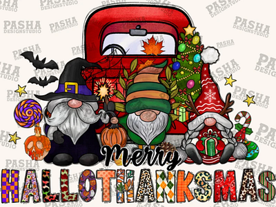 Merry Hallothanksmas Png, Gnomes Png 3d animation app branding design graphic design illustration logo ui vector