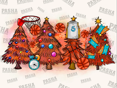 Christmas Trees Png, Basketball Christmas Trees 3d animation app branding design graphic design illustration logo ui vector