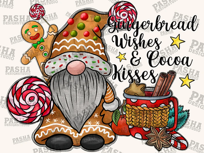 Gingerbread Wishes and Cocoa Kisses Png Sublimation