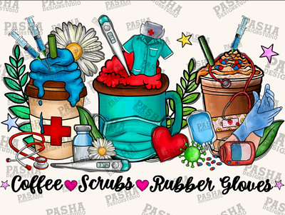 Coffee Scrubs Rubber Gloves png 3d animation app branding design graphic design illustration logo ui vector