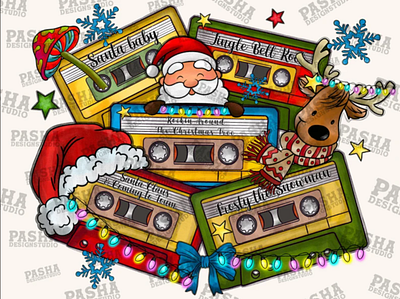 Christmas cassette Tapes, Western Sublimation 3d animation app branding design graphic design illustration logo ui vector