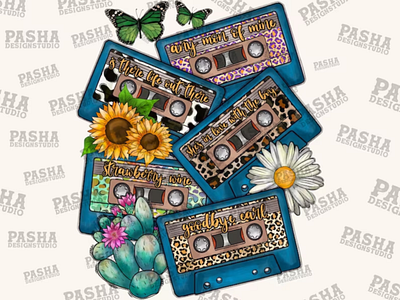 90s Country Cassette Tapes, Western Sublimation