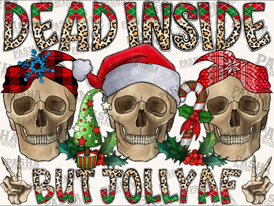 Dead Inside But Jolly Af PNG, Jolly Af, Christmas Skull 3d animation app branding design graphic design illustration logo ui vector