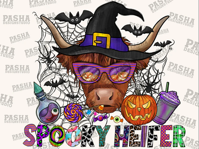 Spooky Heifer Halloween Png Sublimation Design 3d animation app branding design graphic design illustration logo ui vector