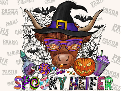 Spooky Heifer Halloween Png Sublimation Design