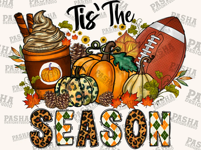 Tis The Season Png, Football Png, Pumpkin Football Png 3d animation app branding design graphic design illustration logo ui vector
