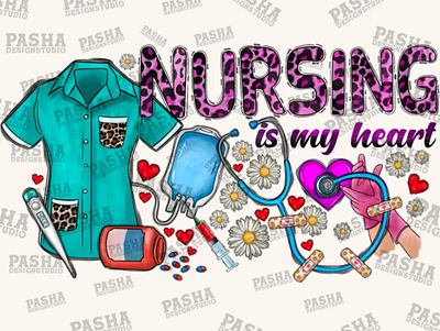 Nursing In My Heart Png File, Western, Sublimation Nurse 3d animation app branding design graphic design illustration logo ui vector