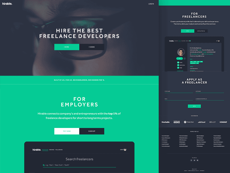 Creative Director | Hirable - Landing Page home page landing page responsive sass web app
