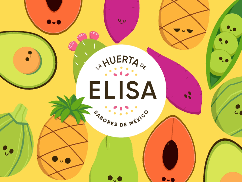 La Huerta de Elisa branding food fruits illustration