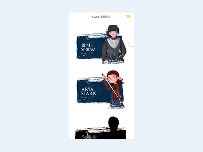 Jon Snow adobe xd app design arya stark character status game app game of throne got house stark illustration jon snow madewithxd ui design xd