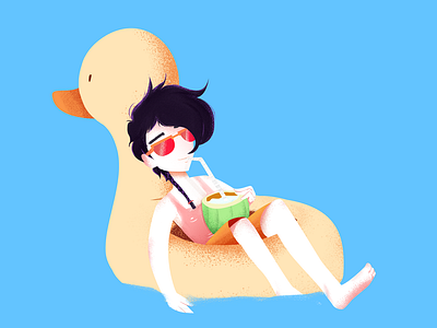 Summer times cocunut duck illustration photoshop summertime tan