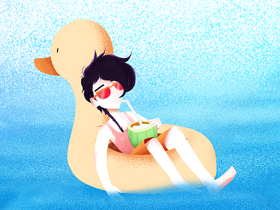 Illustration | Beach Boy aruba coconut duck illustration photoshop summertime tan