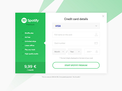 Dailyui 002 Credit Card Checkout checkout credit card dailyui payment spotify