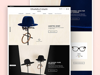 EK Paris Home Page clean e commerce fashion glasses home page landing ui web web design website