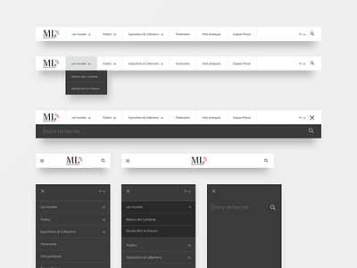Museum Langres - UI Header - 2014 desktop drop down header interface layout menu mobile navigation responsive search ui web design