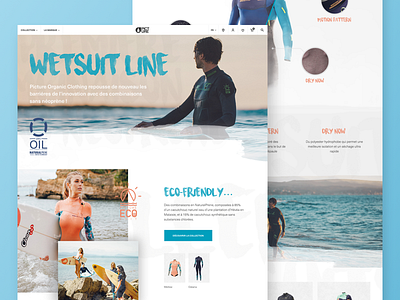 Picture Organic Clothing - Wetsuit Line branding desktop e commerce landing page layout outdoor sport surf ui web website