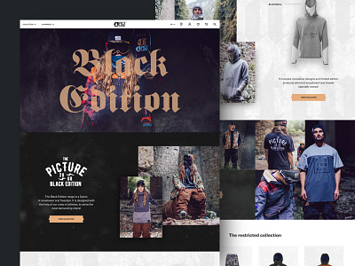 Picture Organic Clothing Black Edition clothing ecommerce graphic design landing landing page outdoor site typography ui web design website