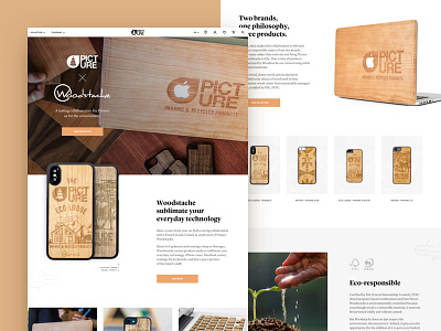 Picture x Woodstache brand design ecommerce graphic design iphone landing landing page ui ux web web design website