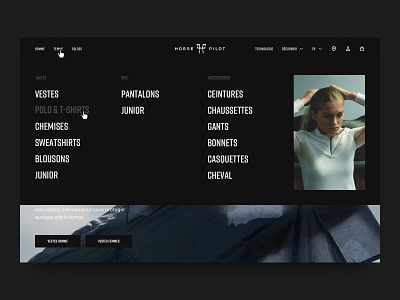 Horse Pilot Main Navigation e commerce ecommerce graphic design interface layout navigation ui ux web web design website