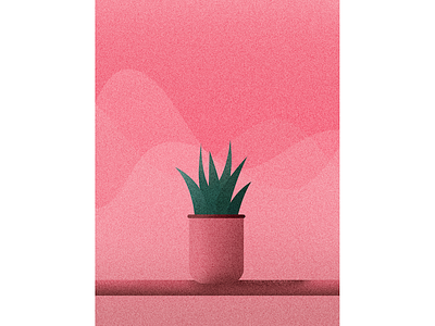 Potted Plant #1 aloe grainy plant potted plant print table waves