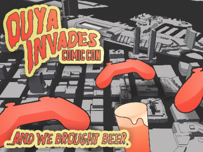 OUYA Invades Comic Con branding illustration postcards print design