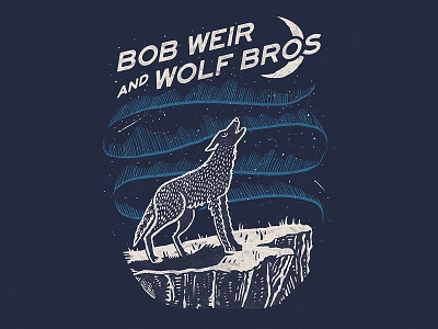 Bob Weir & Wolf Brothers Spring Tour apparel branding design drawing graphic hand drawn illustration merch night northern lights t shirt wolf