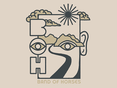 Band of Horses - I See You apparel clouds design drawing eye eyes face hand drawn illustration landscape lettering merch mountains sun typography