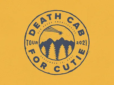 Death Cab For Cutie - Red Rocks badge colorado design drawing graphic hand drawn illustration lettering merch mountains red rocks shooting star t shirt texture typography vintage