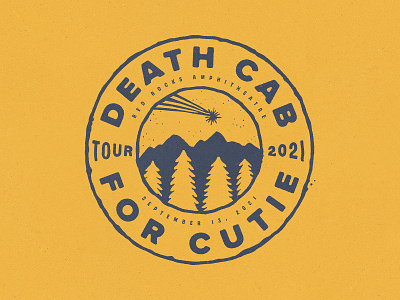 Death Cab For Cutie - Red Rocks badge colorado design drawing graphic hand drawn illustration lettering merch mountains red rocks shooting star t shirt texture typography vintage