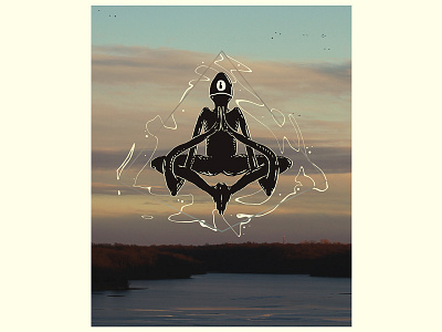 Yoga Dude alien character design hand drawn illustration landscape yoga