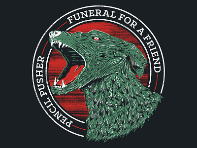 Pencil Pusher - Funeral For A Friend band design dog hand drawn illustration merch music texture