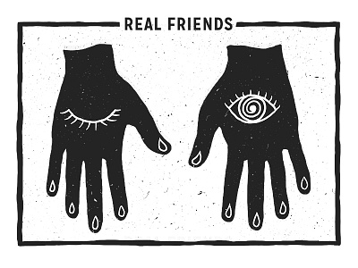 Real Friends artwork band design eyes hand drawn hands illustration merch music real friends tshirt