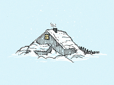 Snowed In cabin drawing hand drawn illustration landscape outdoors snow winter