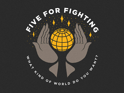 Five For Fighting apparel band design globe gold hand drawn hands illustration merch stars t shirt