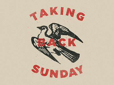 Taking Back Sunday apparel bird design illustration lettering merch texture type typography