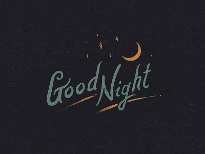 Goodnight hand lettering illustration letters moon night stars texture typography