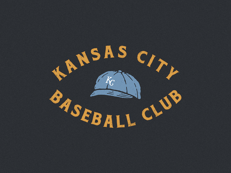 KC Baseball Club typography kc royals vintage baseball cap drawing hand drawn lettering illustration