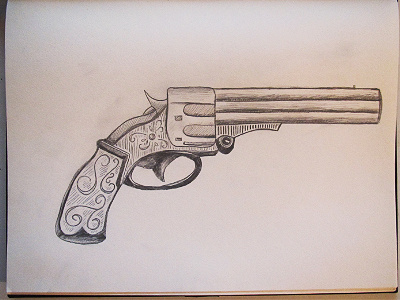 Pistol drawing illustration pencil pistol sketch