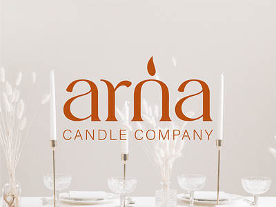 Logo - Arna candle co brand candle candle logo flame identity logo logo design luxury logo modern logo negative space simple logo typography vector