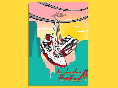 Air Jordan Retro 4 Fire Red art branding design draw graphic design illustration kicks logo procreate vector