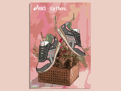 Up There x ASICS GT-II Bloom Floral art branding design draw graphic design illustration kicks logo procreate vector