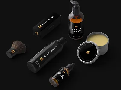 Exact Shave brand branding design e exact grooming icon logo mark men packaging sharp shave