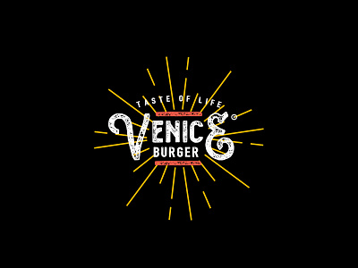 Venice Burger brand branding burger design dubai fastfood food icon illustration logo mark stationary