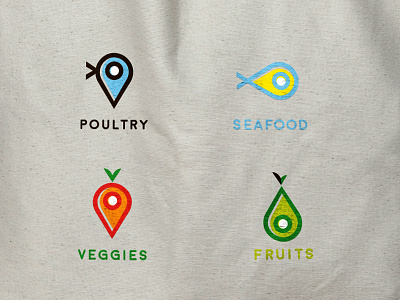 Fresh Food Finder - All Icons app chicken find fish fruits logo map poultry seafood tag veggies