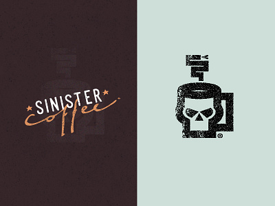 Sinister Coffee cafe coffee cup icon logo mark mug sin skull snake